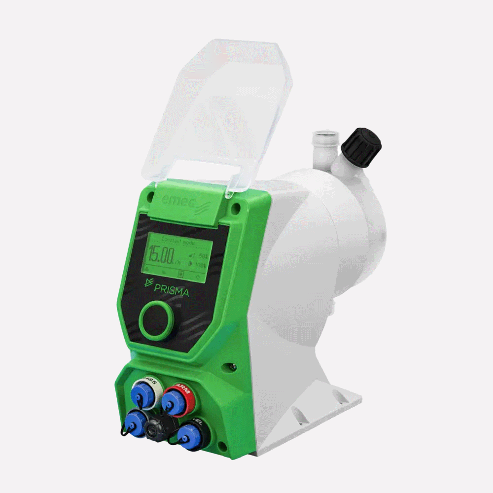 EMEC Prisma Series Pump, showcasing its robust and versatile design for reliable dosing.